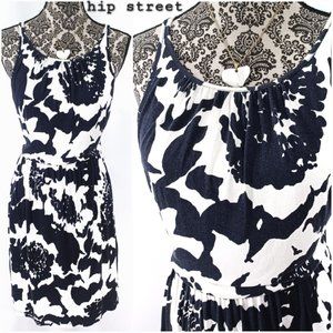 LOFT Sleeveless Scoop Neck Blouson Top Stretch Jersey Bold Floral Dress M